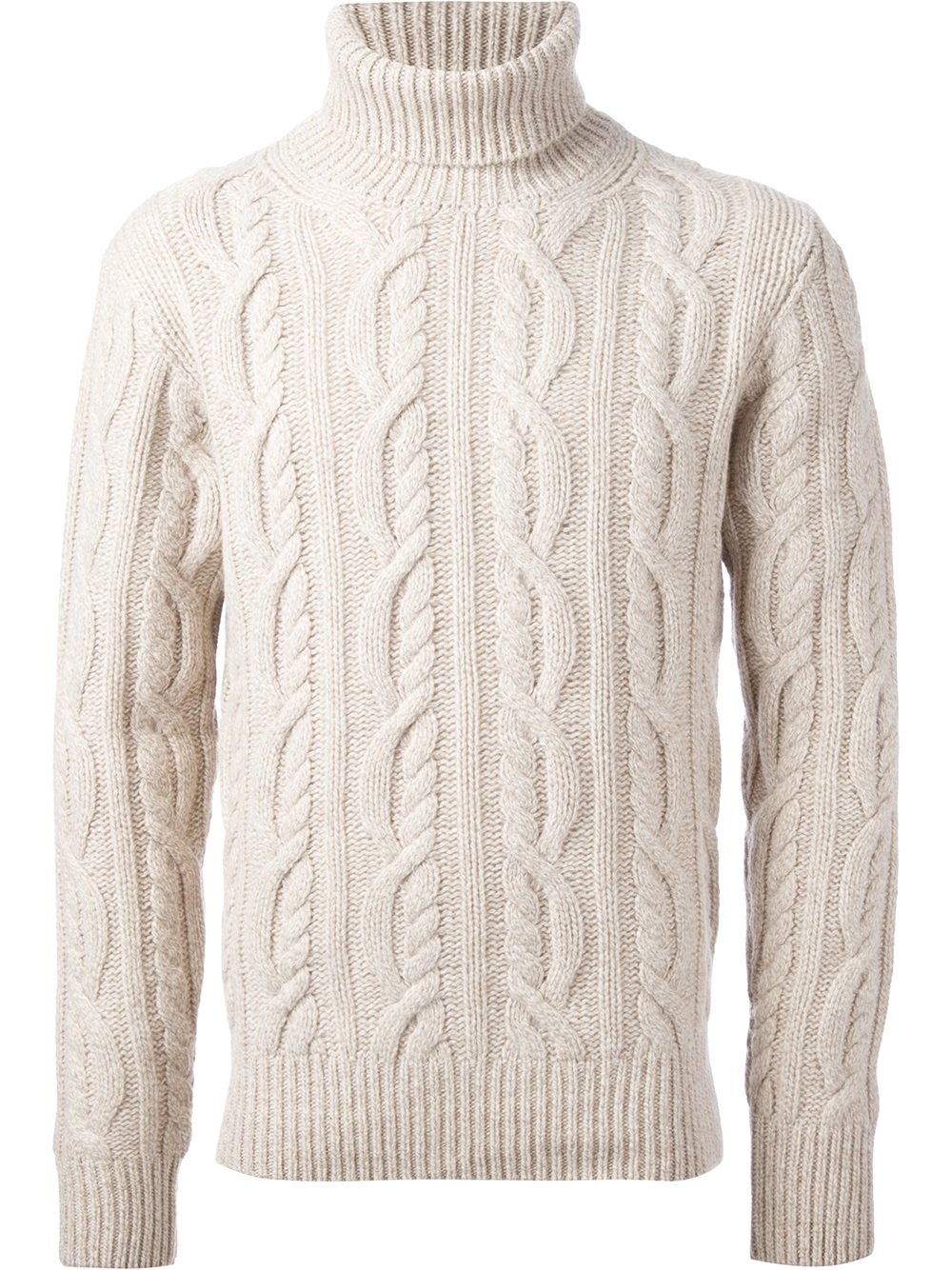 Hackett Cable Knit Roll Neck Sweater in White for Men - Lyst