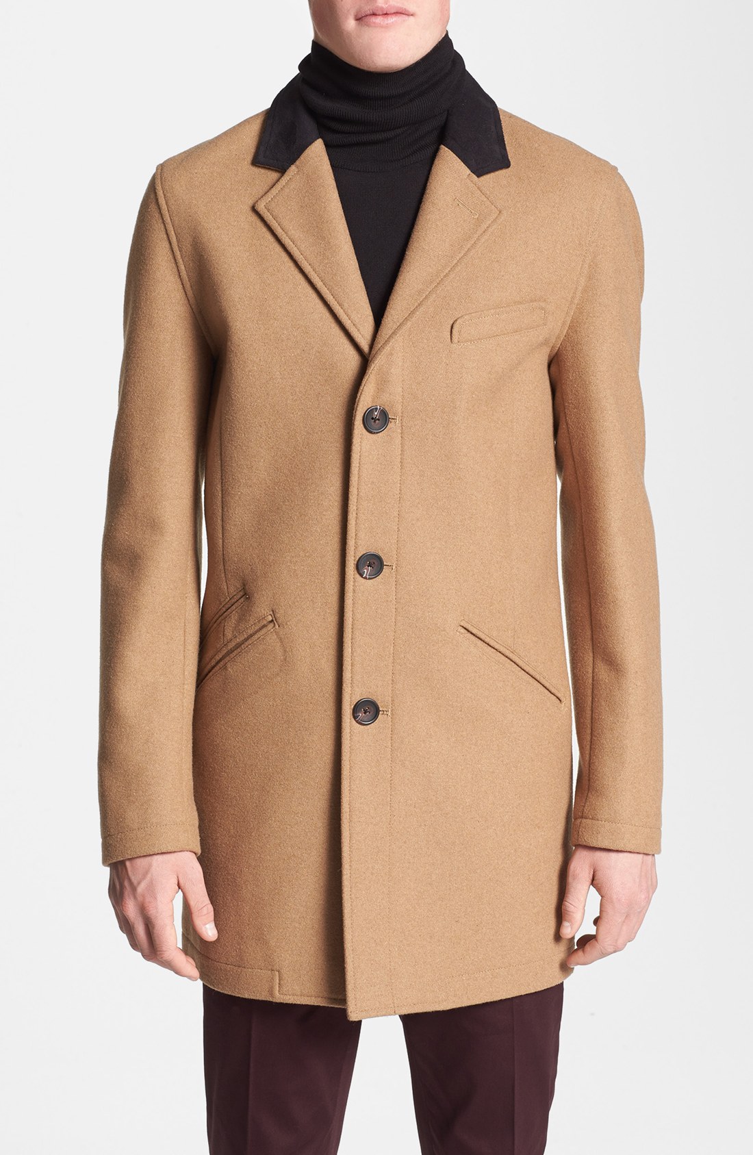 Topman Wool Blend Crombie Coat in Brown for Men (Camel) | Lyst