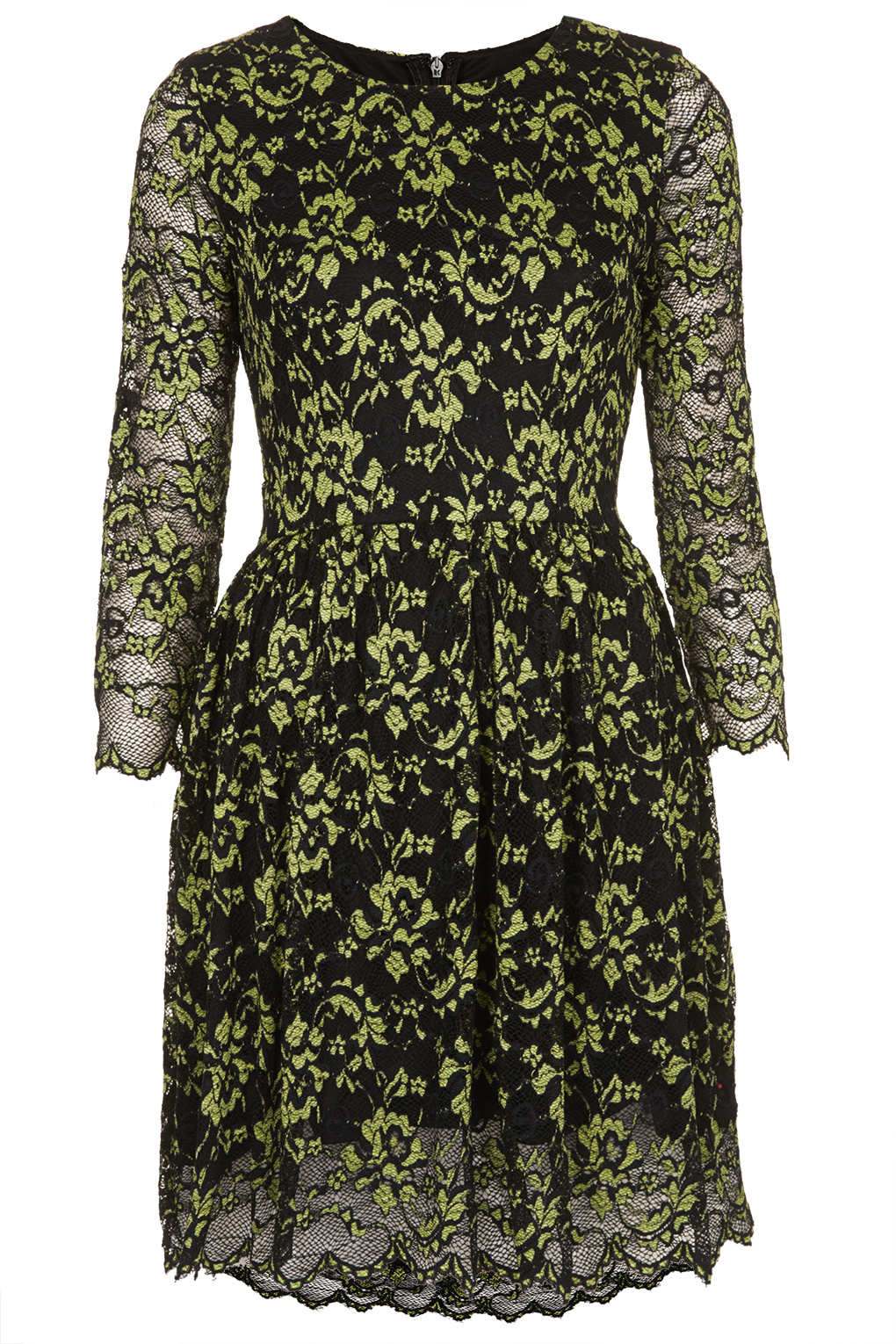 TOPSHOP Ghoul Lace Dip Hem Dress in Bright Green (Green) - Lyst
