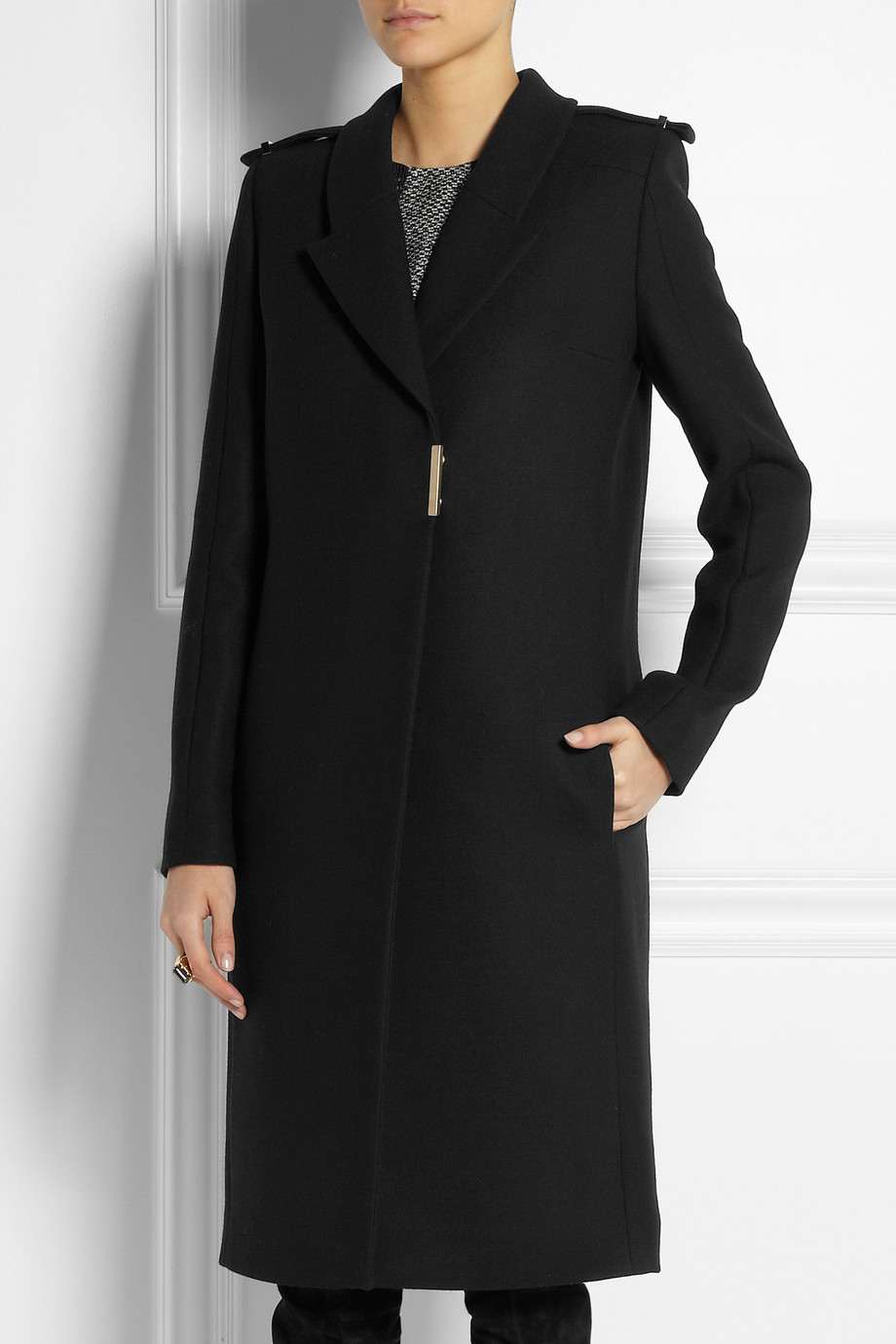 Lyst - Victoria beckham Wool Coat in Black