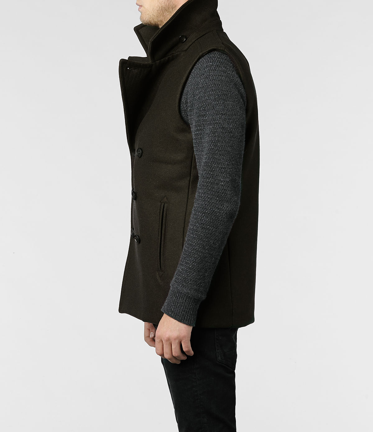 sleeveless pea coat