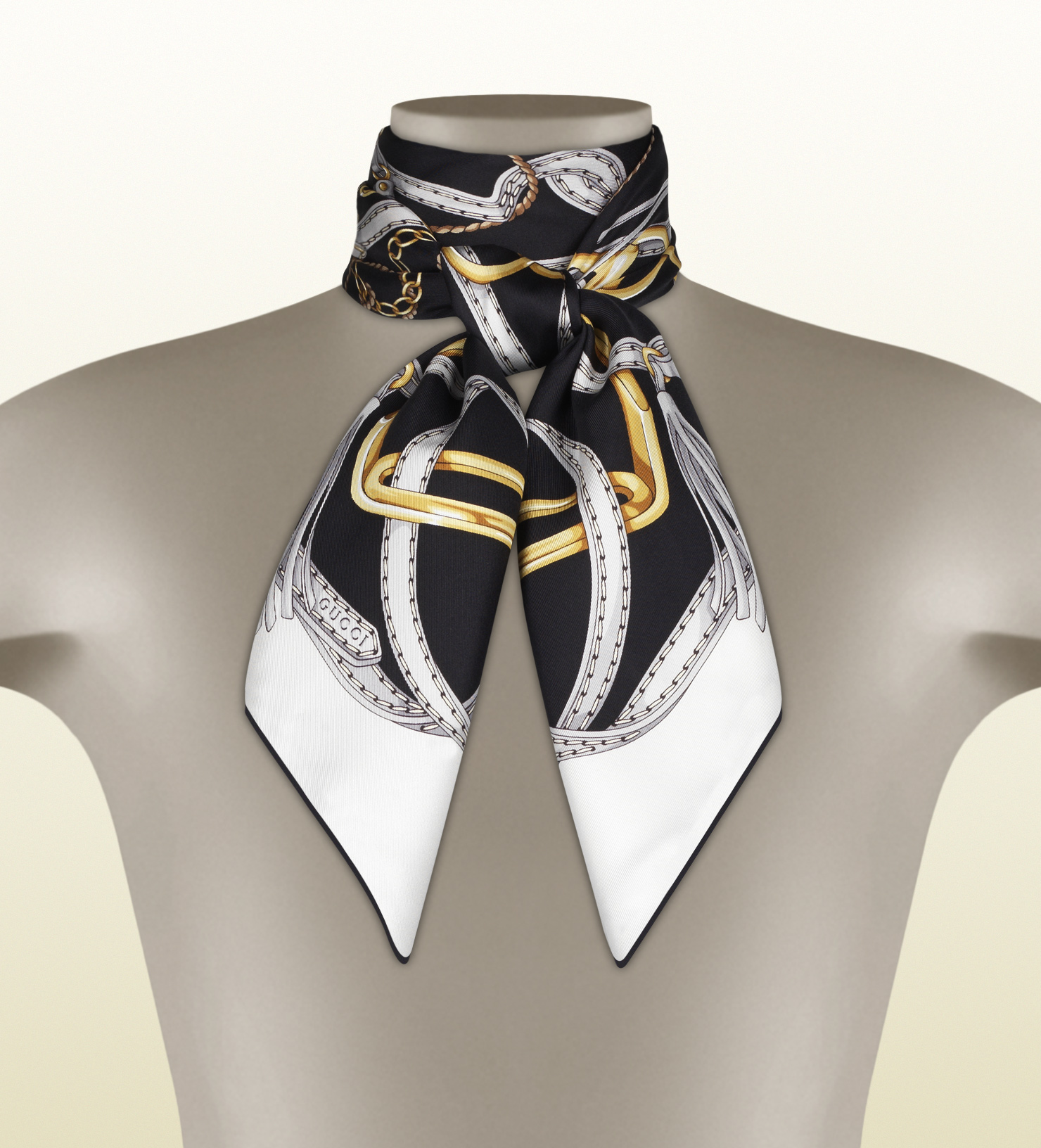Gucci Equestrian Print Silk Twill Scarf in Black Lyst