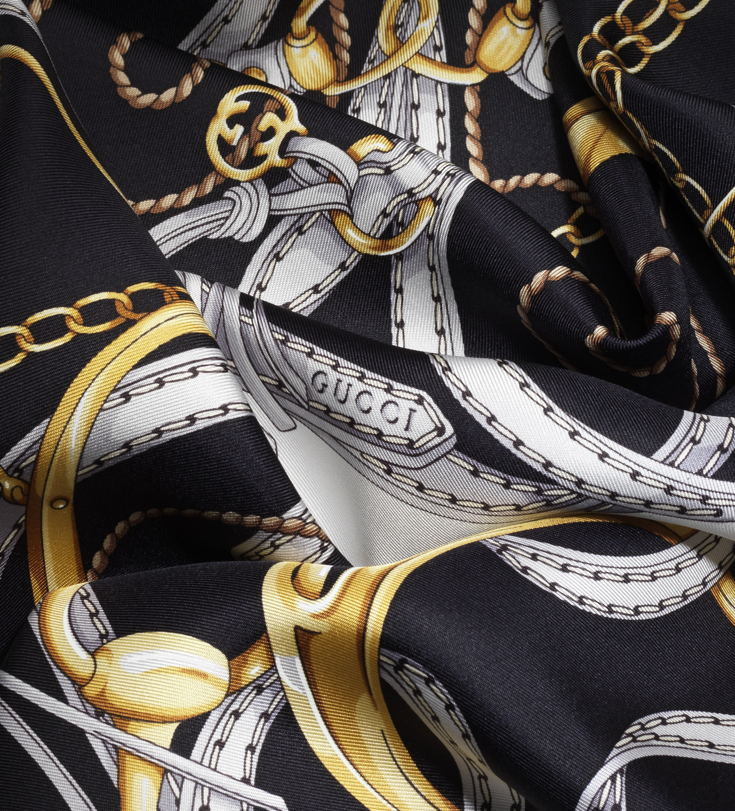 Gucci Equestrian Print Silk Twill Scarf in Black Lyst
