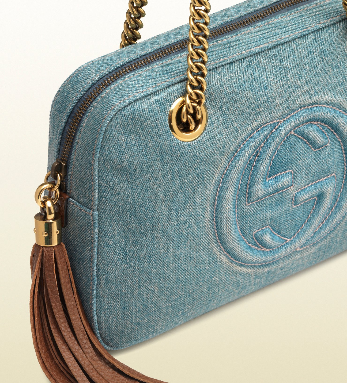 Gucci Soho Blue Denim Shoulder Bag in Blue | Lyst