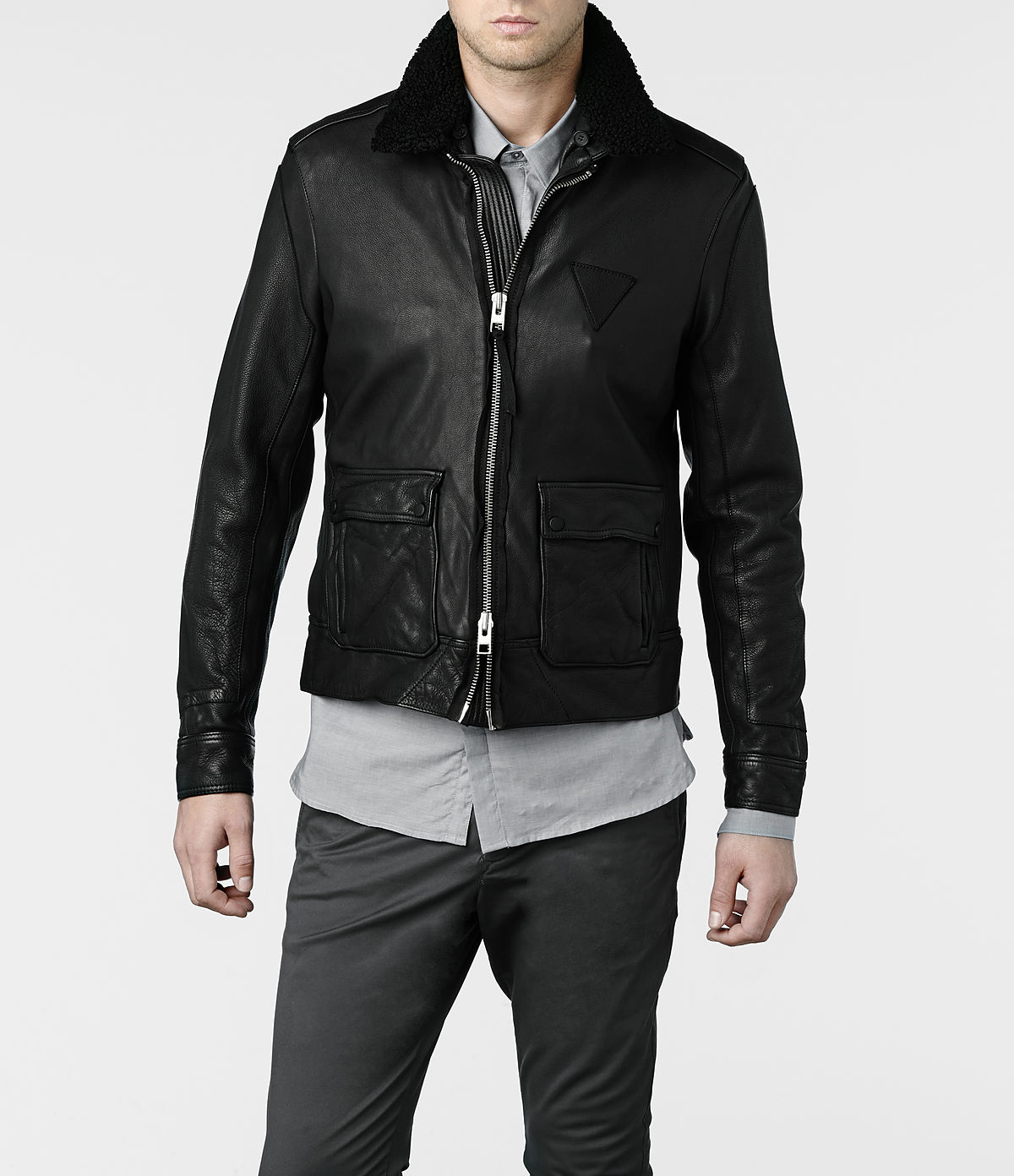 Lyst Allsaints Frame Leather Er Jacket In Black For Men