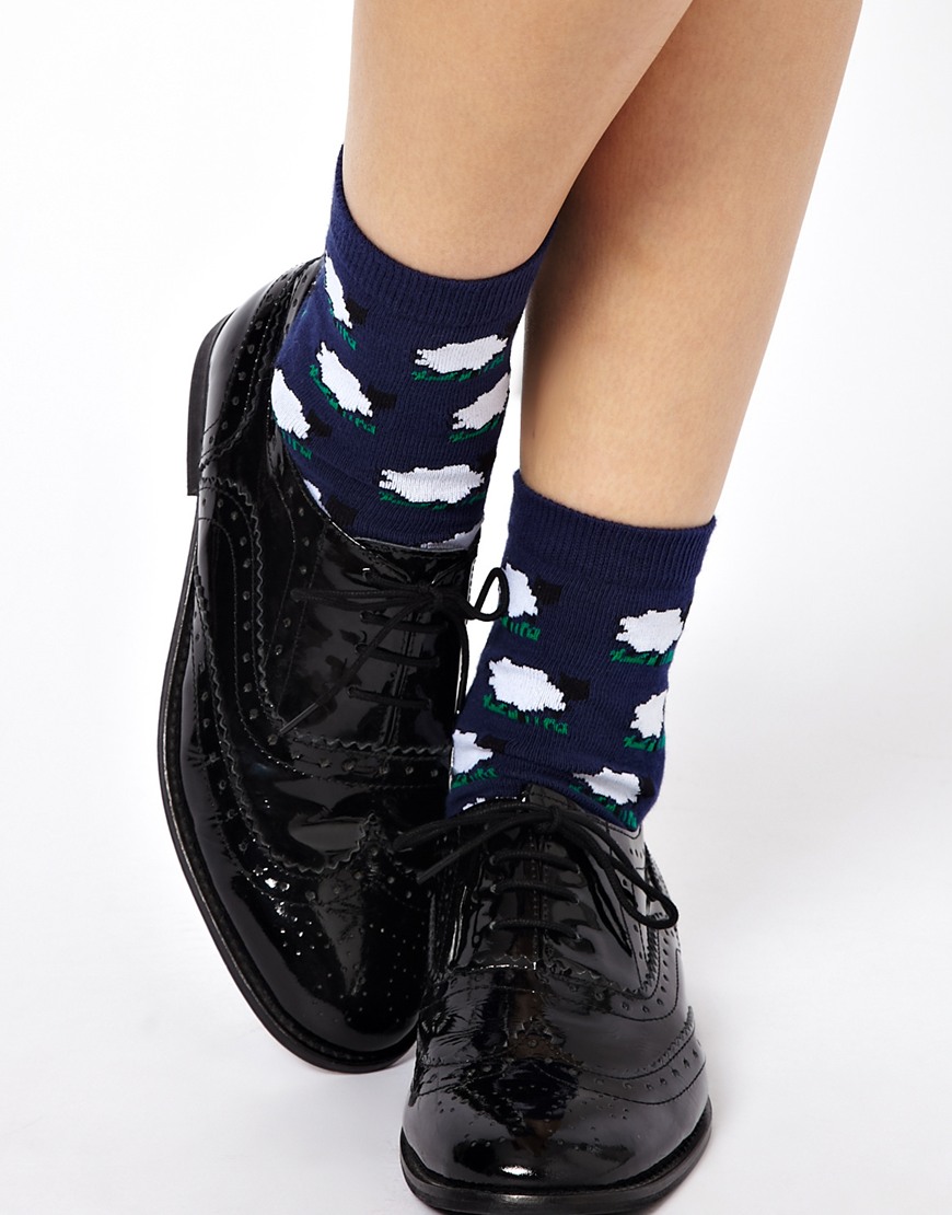 ASOS Sheep Ankle Socks in Blue - Lyst