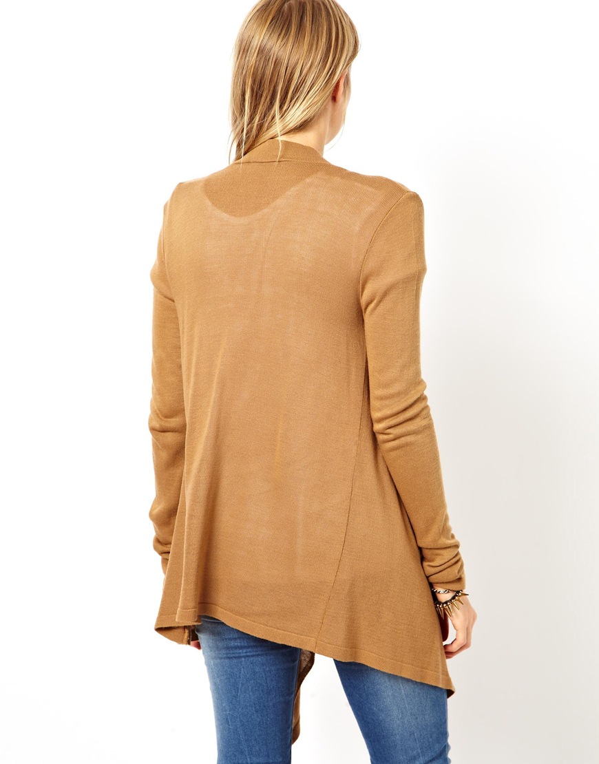 ASOS Waterfall Cardigan in Brown | Lyst