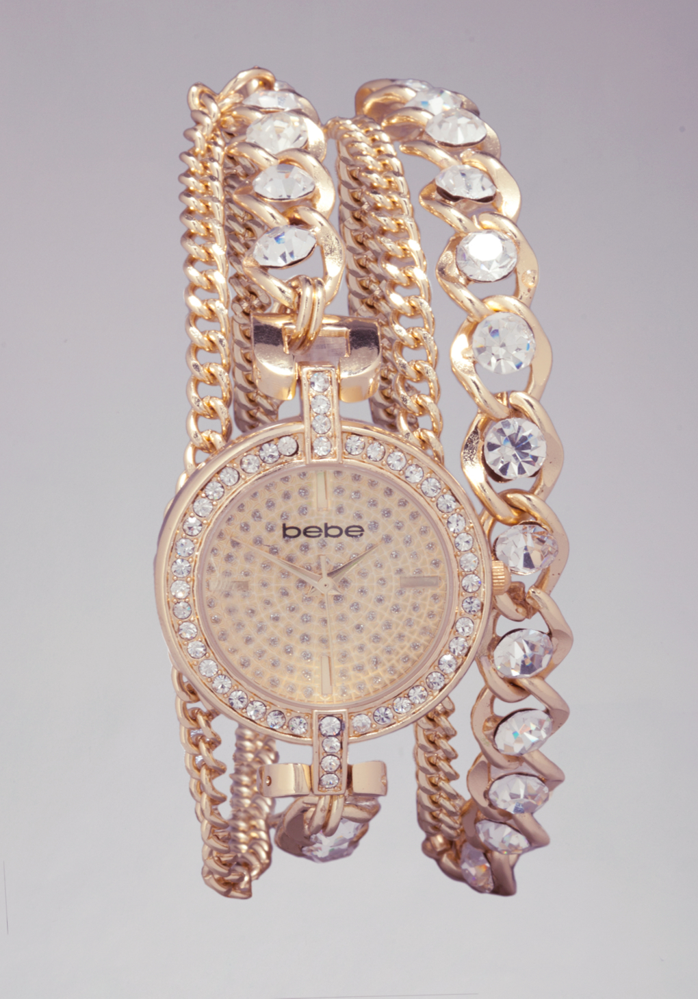 Bebe Crystal Chain Wrap Watch In Gold Metallic Lyst Bebe Crystal Chain Wrap Watch In Gold Metallic Lyst