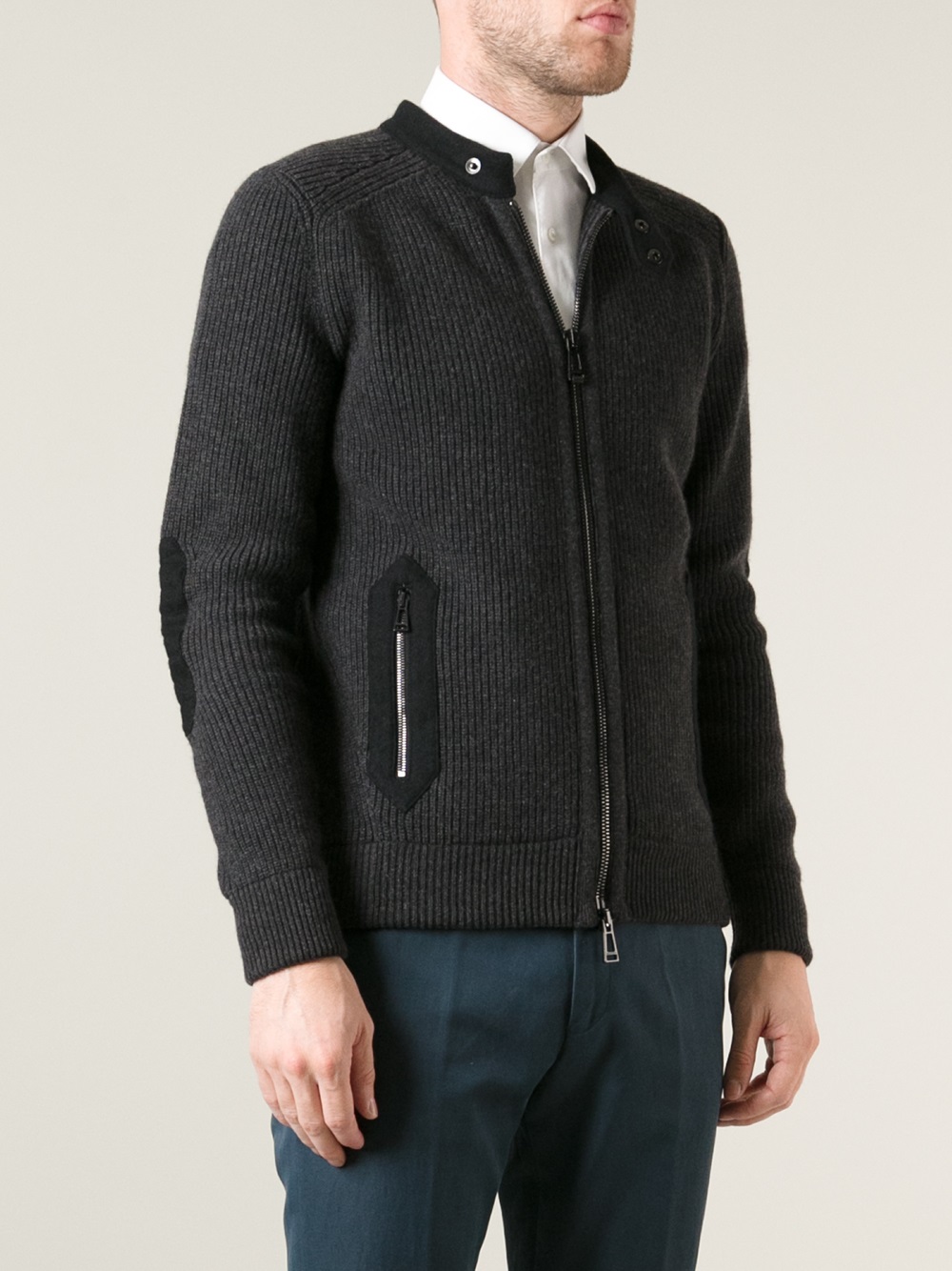 Belstaff Zip Fastening Cardigan in Black (Gray) for Men Lyst