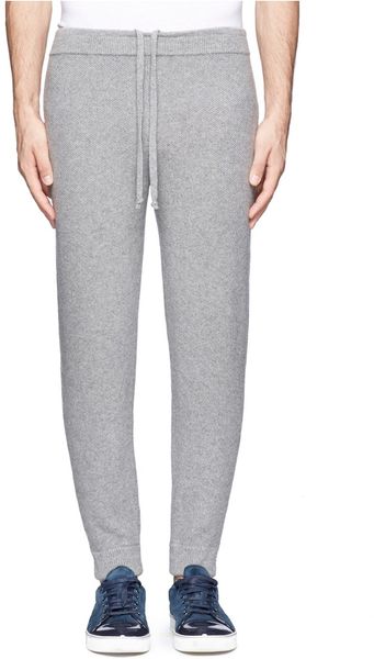 Club Monaco Knitted Cashmere Drawstring Sweatpants in Gray for Men ...