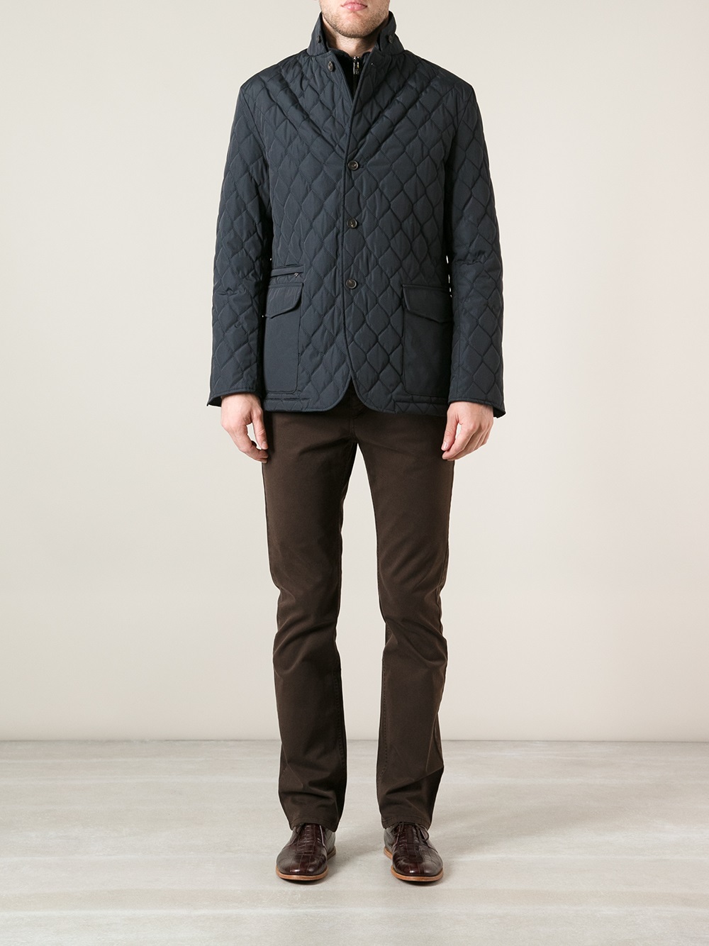 Corneliani Quilted Jacket in Blue for Men - Lyst