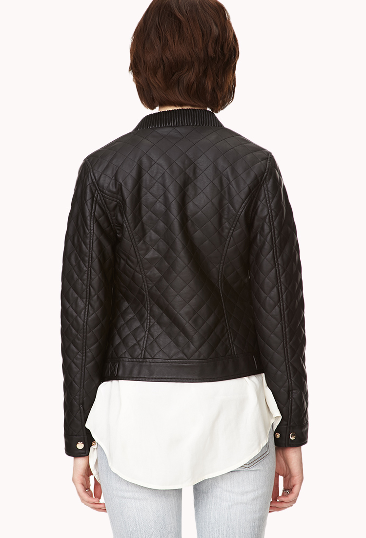 Lyst Forever 21 Chic Quilted Faux Leather Jacket You've Been Added To