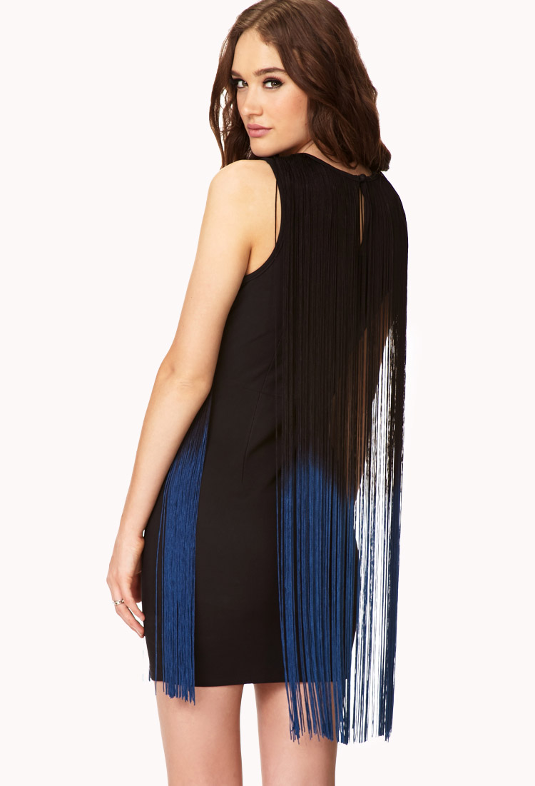 forever 21 black fringe dress