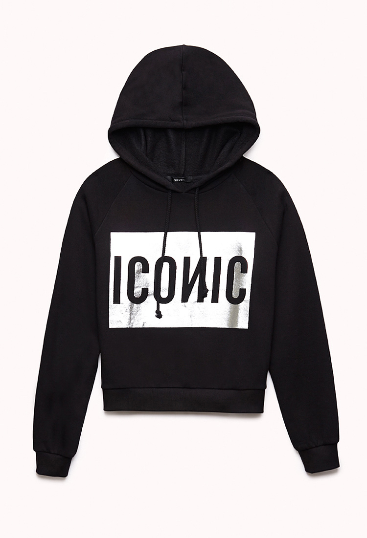 Lyst - Forever 21 Streetchic Iconic Hoodie in Metallic