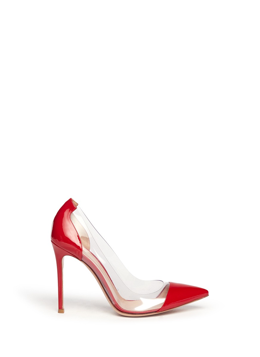 Lyst Gianvito Rossi Clear Pvc Patent Leather Pumps in Red