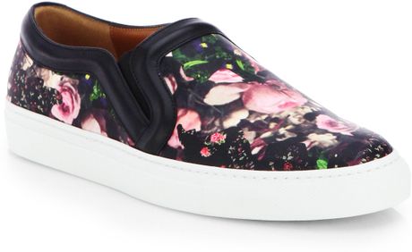 Givenchy Rose Camouflageprint Leather Laceless Sneakers in Black ...