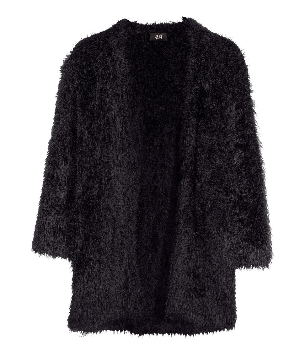 black chenille cardigan