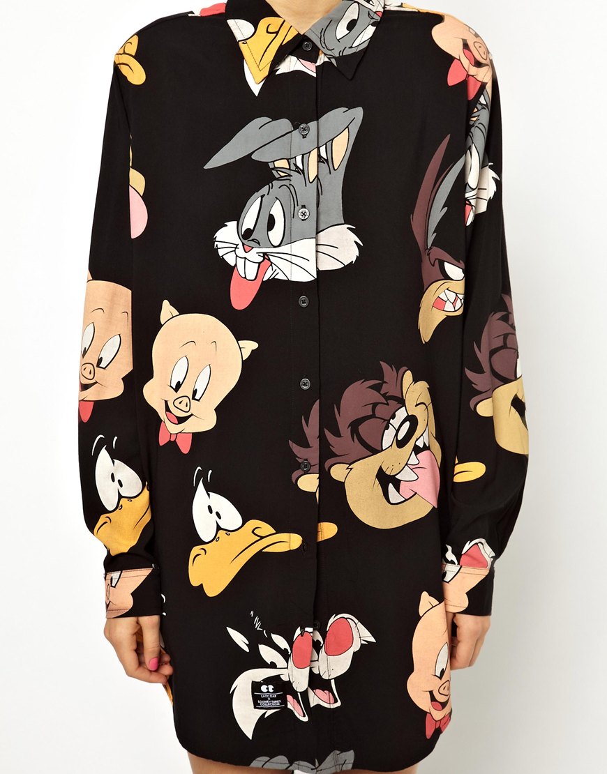 lyst lazy oaf x looney tunes looney shirt in black lyst lazy oaf x looney tunes looney shirt in black