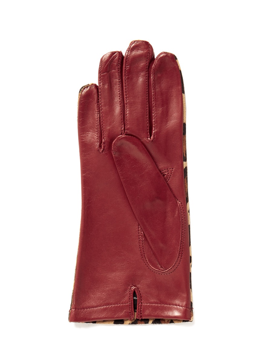 Lyst Maison fabre Leopard Print Leather Gloves in Black