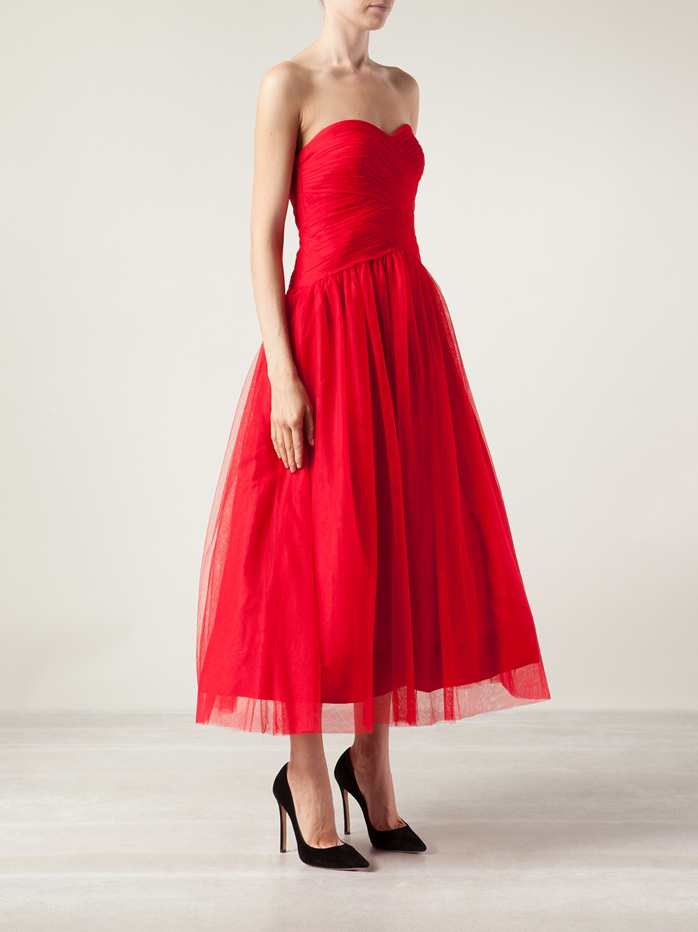ML Monique Lhuillier Sweetheart Tulle Gown in Red - Lyst