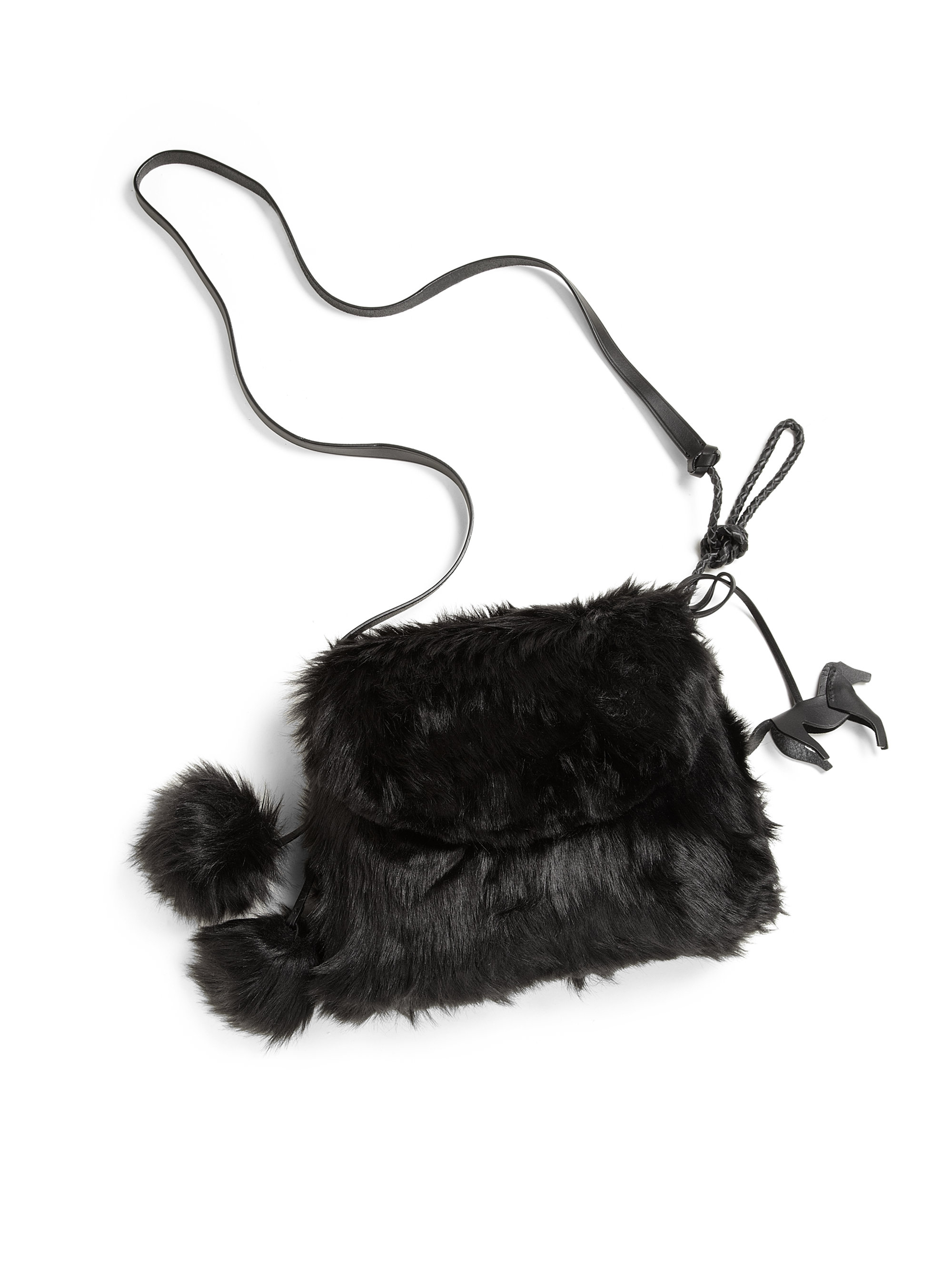 Ralph Lauren Girls Faux Fur Messenger Bag in Black - Lyst