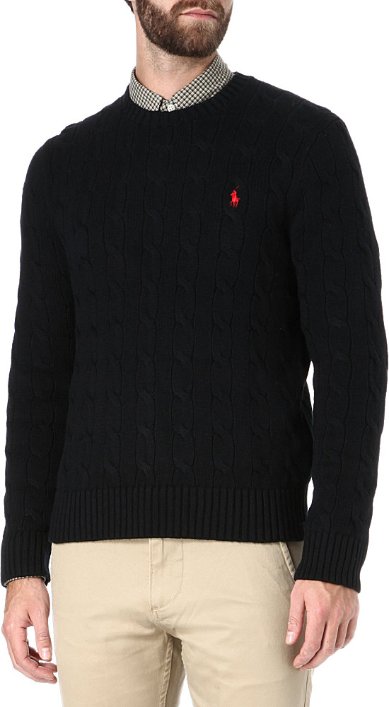 ralph lauren black crew neck jumper