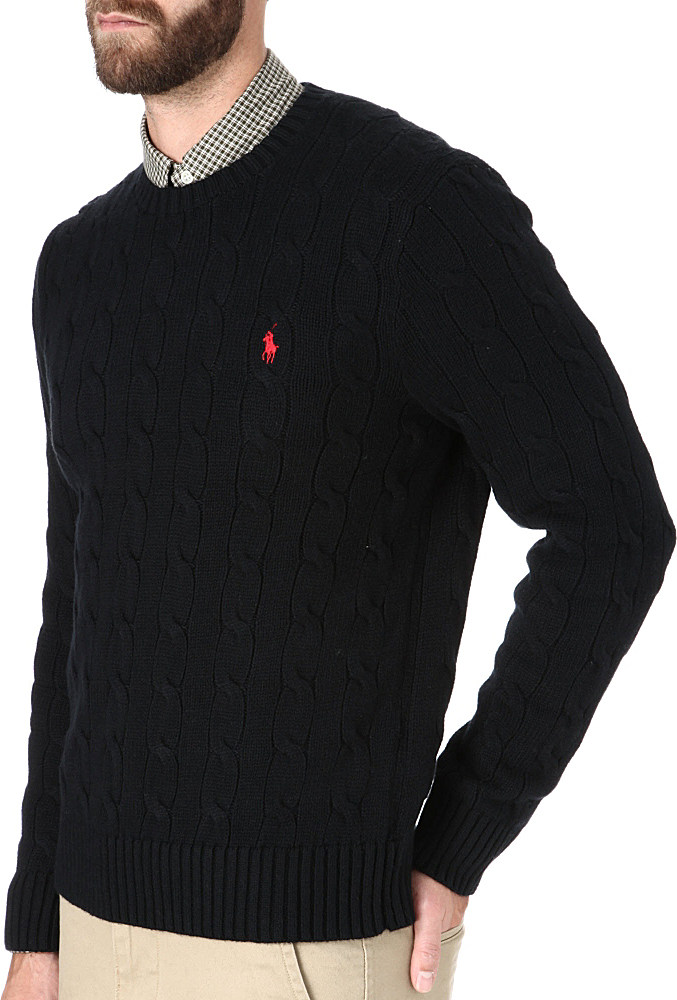 ralph lauren black cable knit jumper