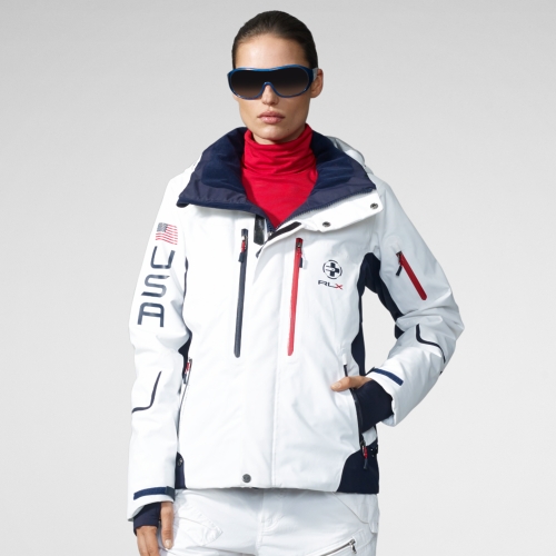 RLX Ralph Lauren White Vail Ski Jacket in Blue | Lyst