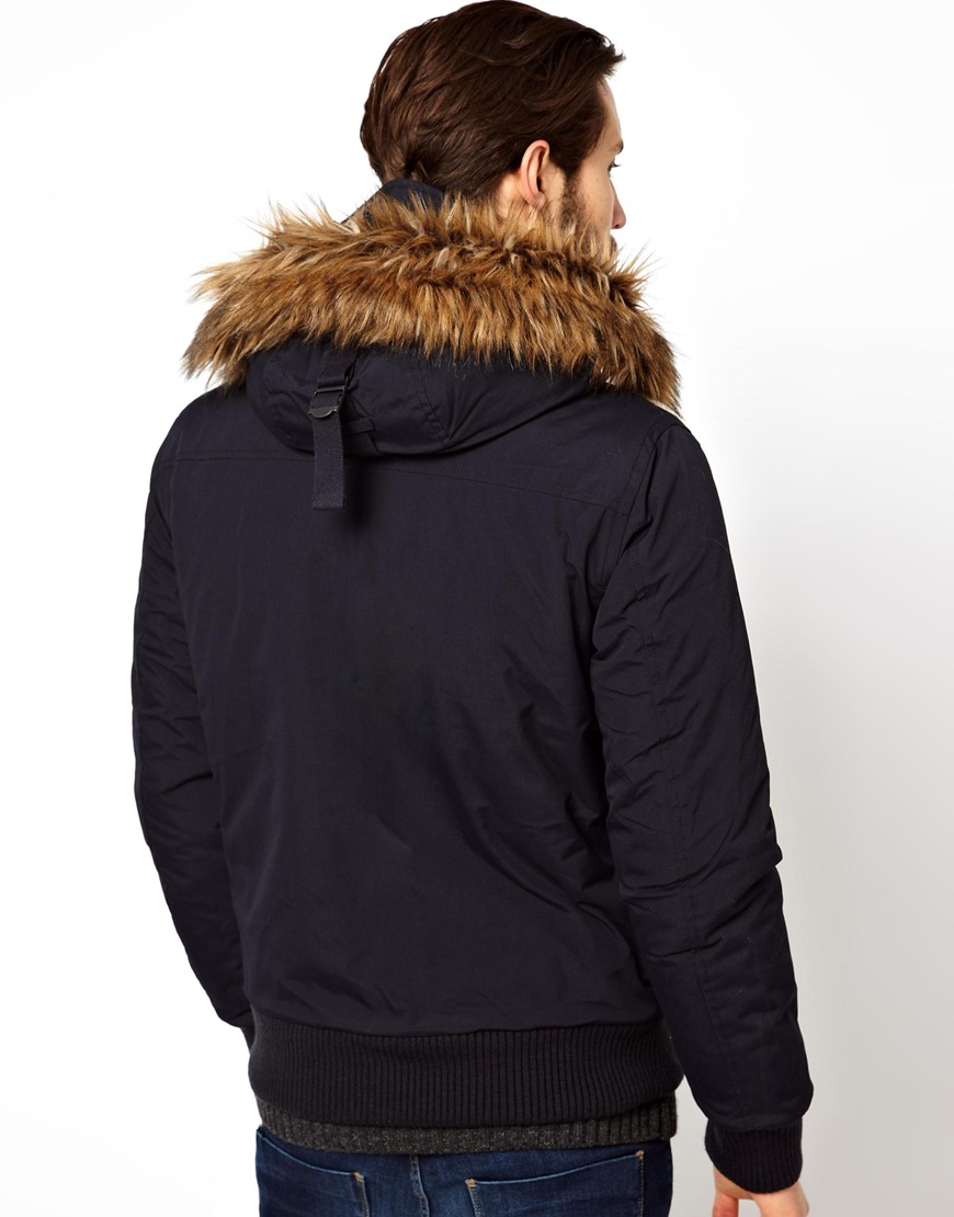 cropped parka with faux fur hood