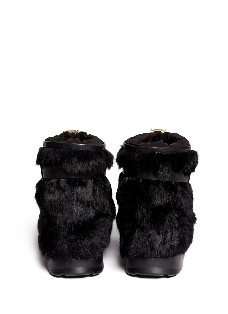 Tory Burch Morgan Rabbit Fur Boots in Black