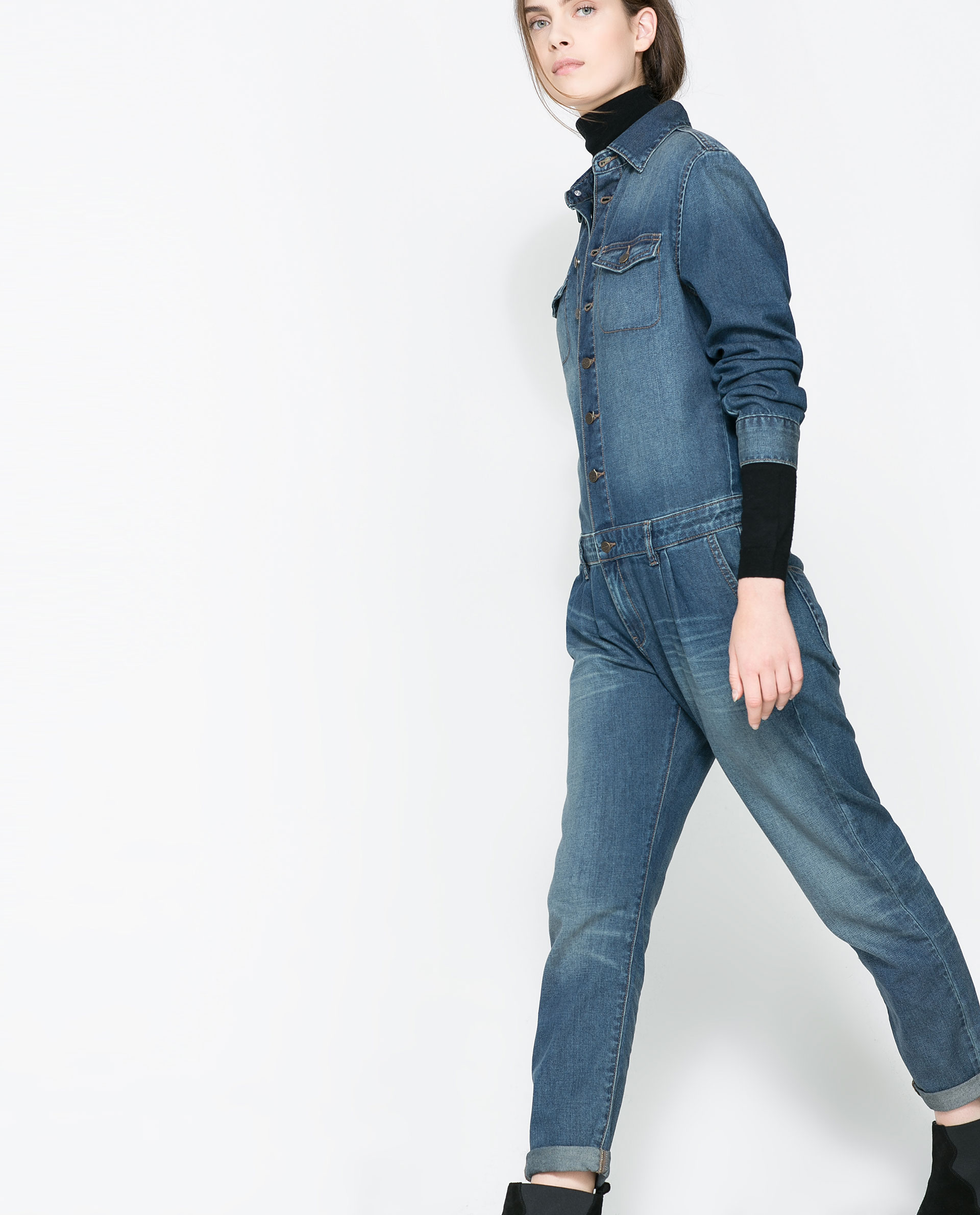 Zara Denim Jumpsuit in Blue Lyst