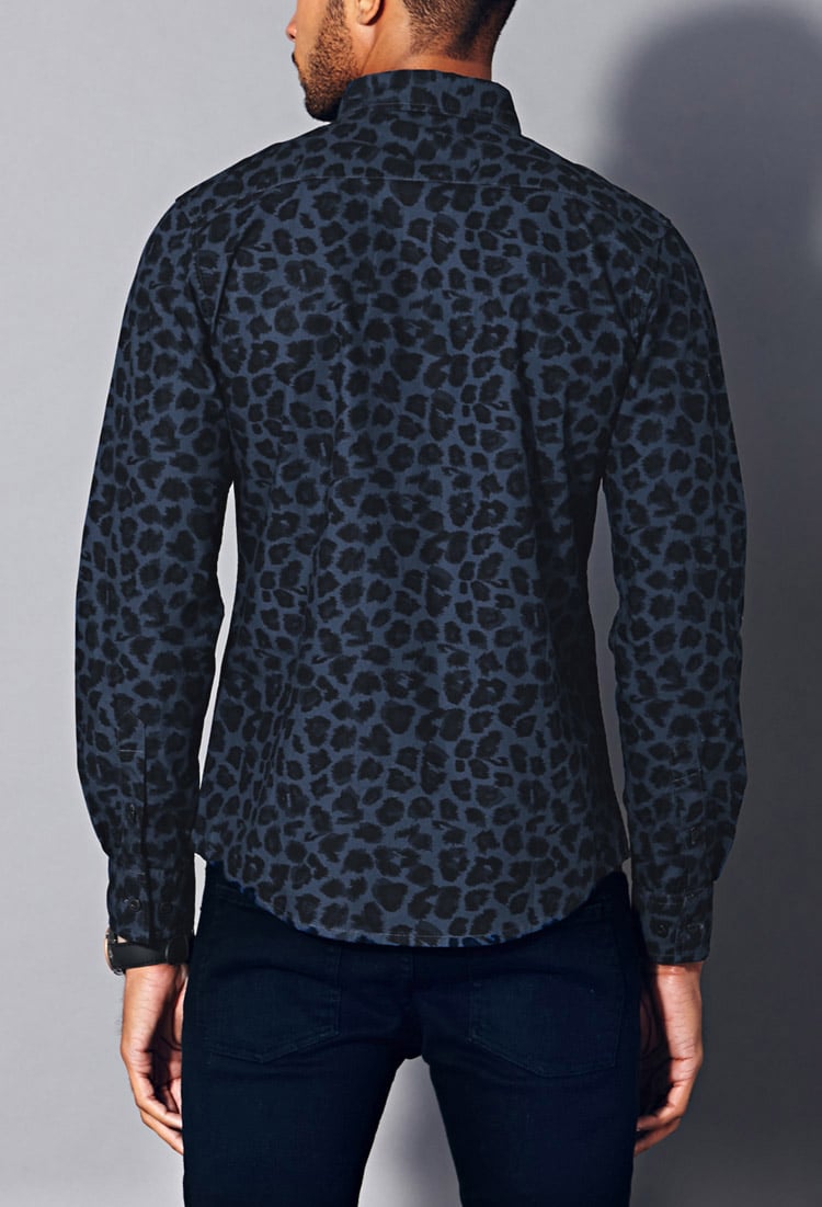 black and leopard print shirt