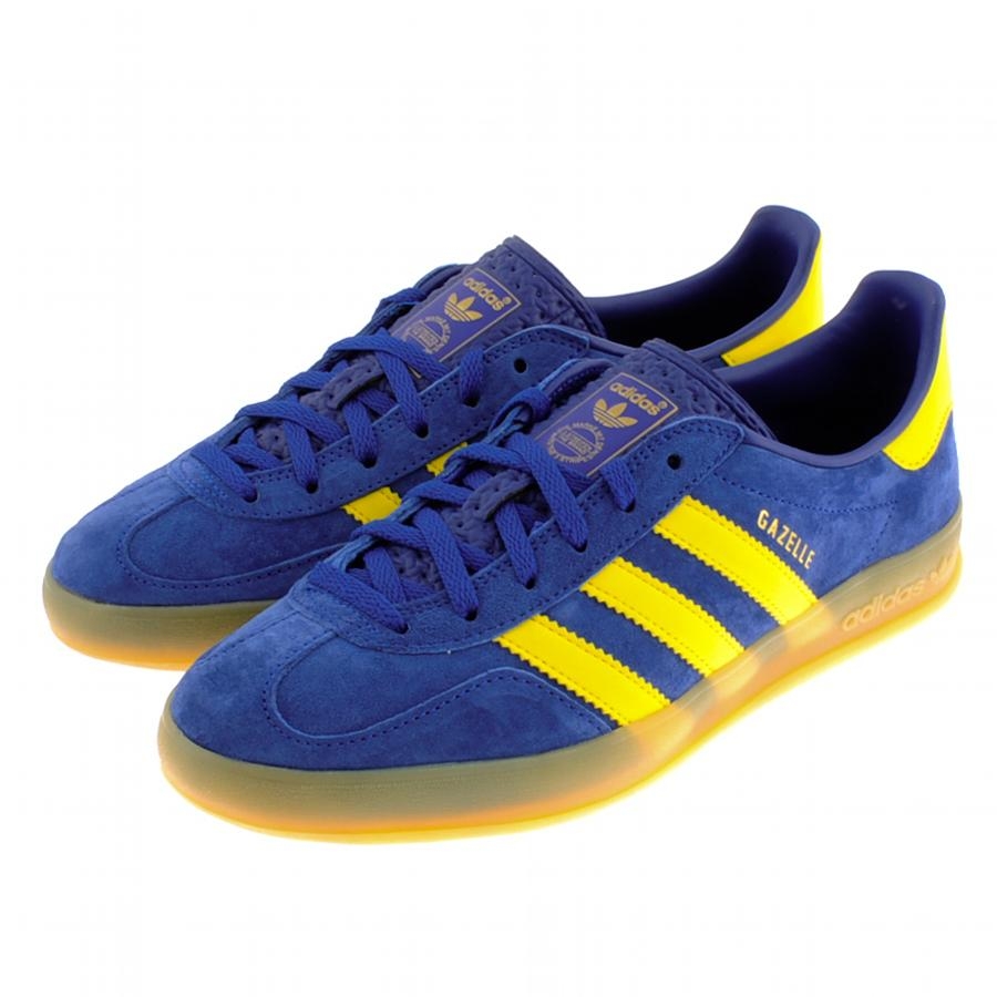 adidas blue with yellow stripes