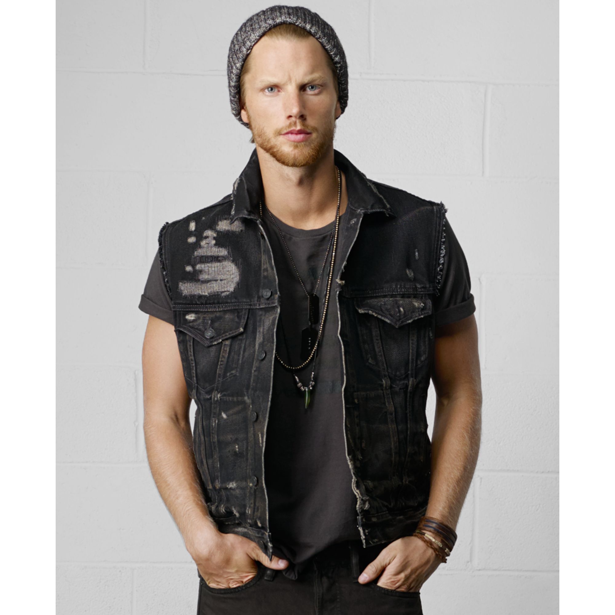 black trucker vest