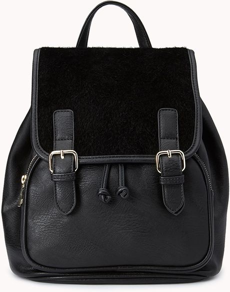 Forever 21 Favorite Faux Fur Backpack in Black | Lyst