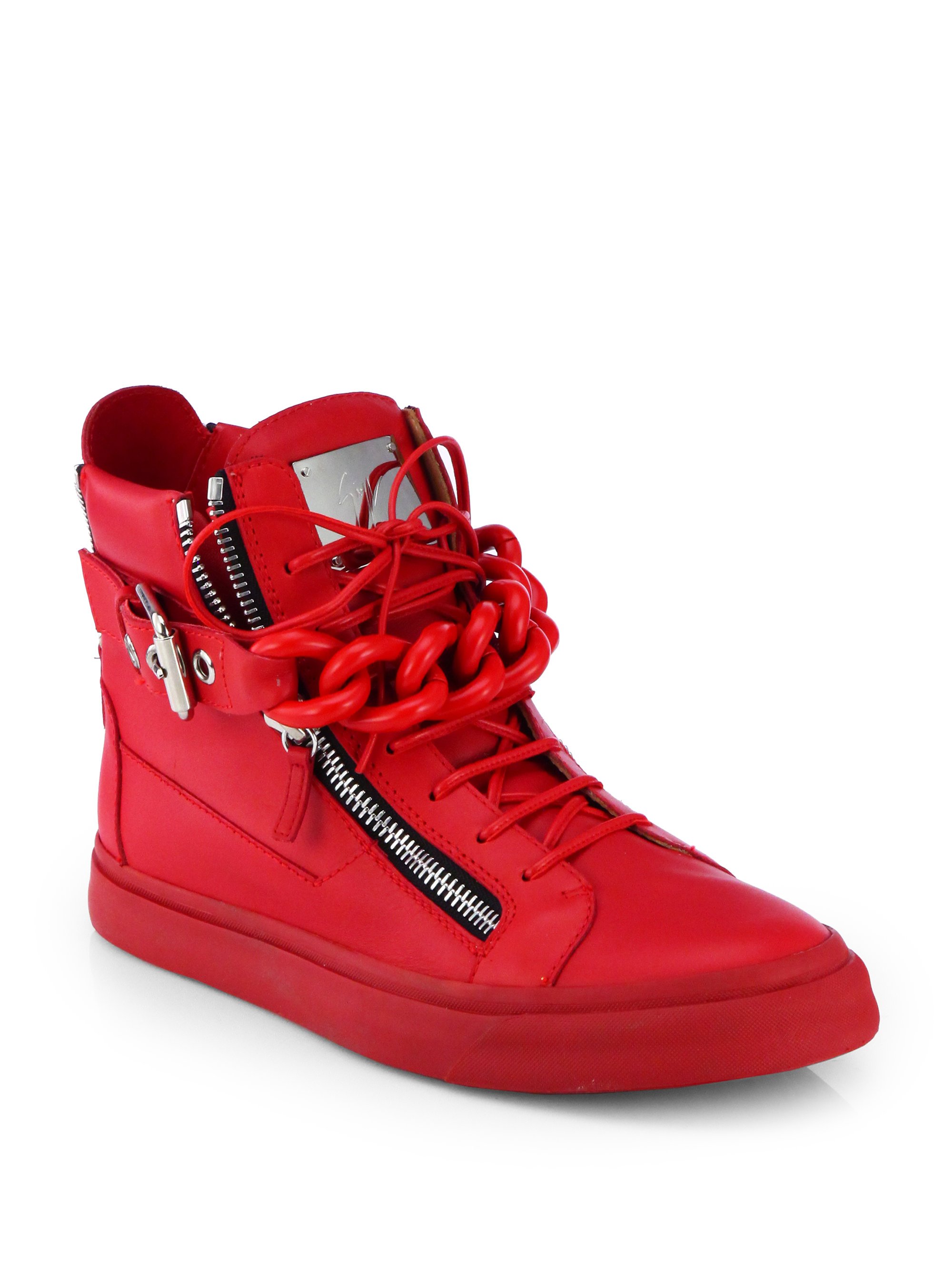 Giuseppe Zanotti Tonal Chain Sneakers in Red for Men - Lyst