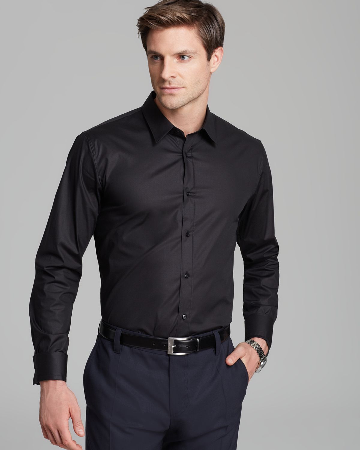 Lyst - Hugo Elisha Button Down Shirt - Slim Fit in Black for Men