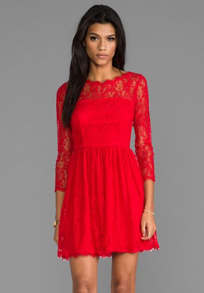 Juicy Couture Delicate Lace Dress in Red in Red (Lipstick Red) | Lyst