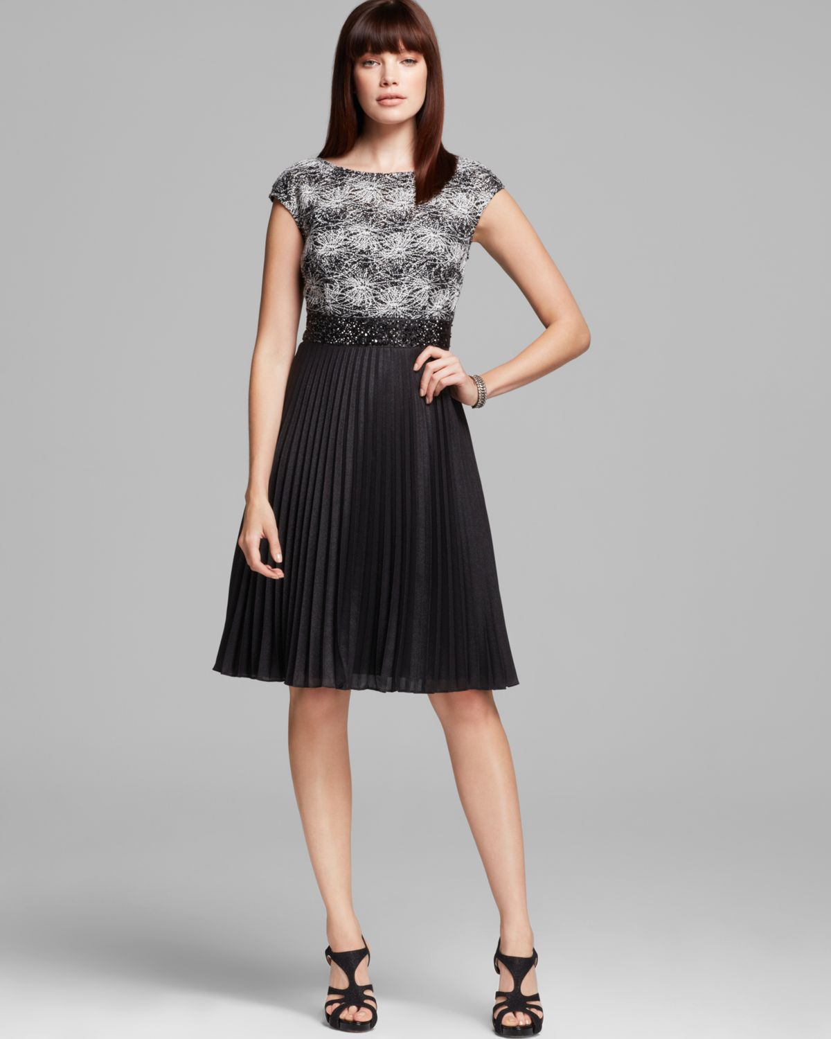 lace top pleated skirt dress