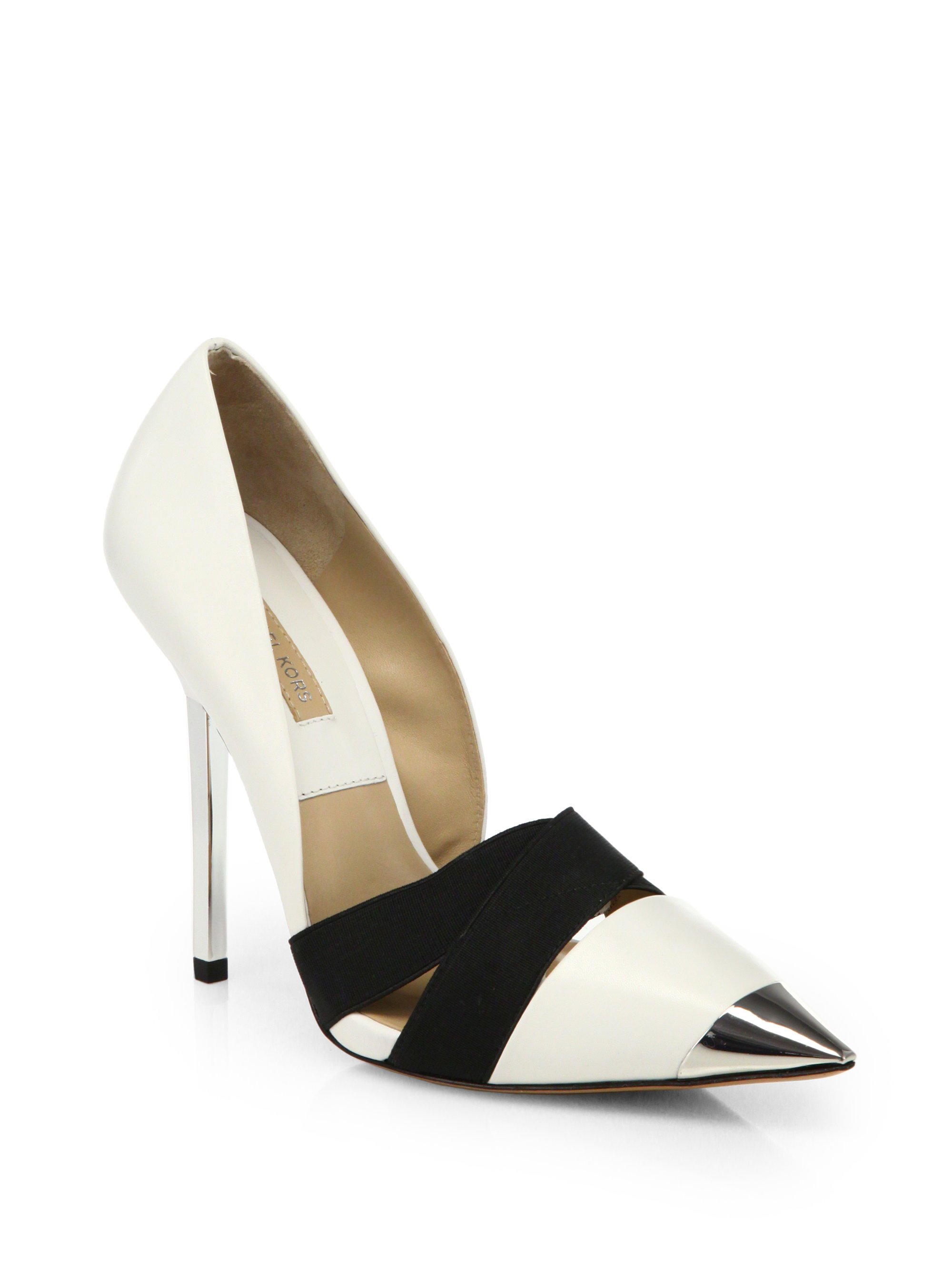 Lyst - Michael kors Ana Metallicheel Pumps in White