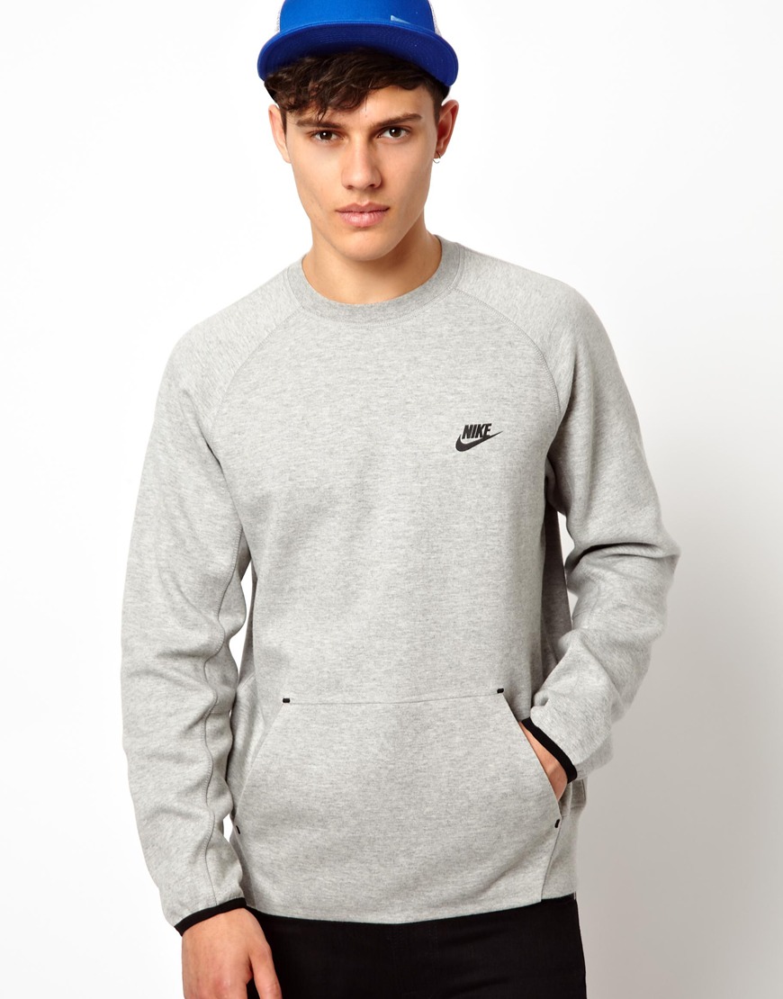 Nike Tech Crew Sweatshirt Fleece 10 in Gray for Men (Grey) | Lyst