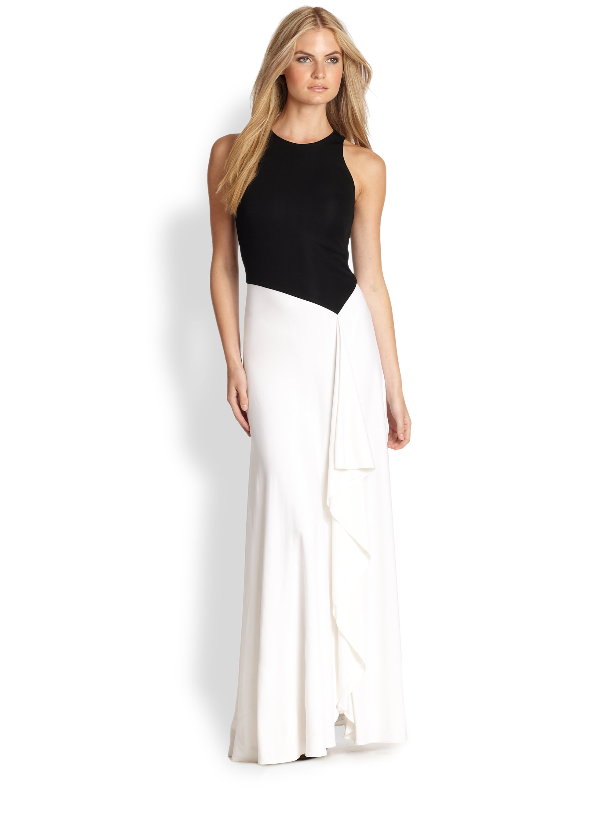 ralph lauren black and white gown