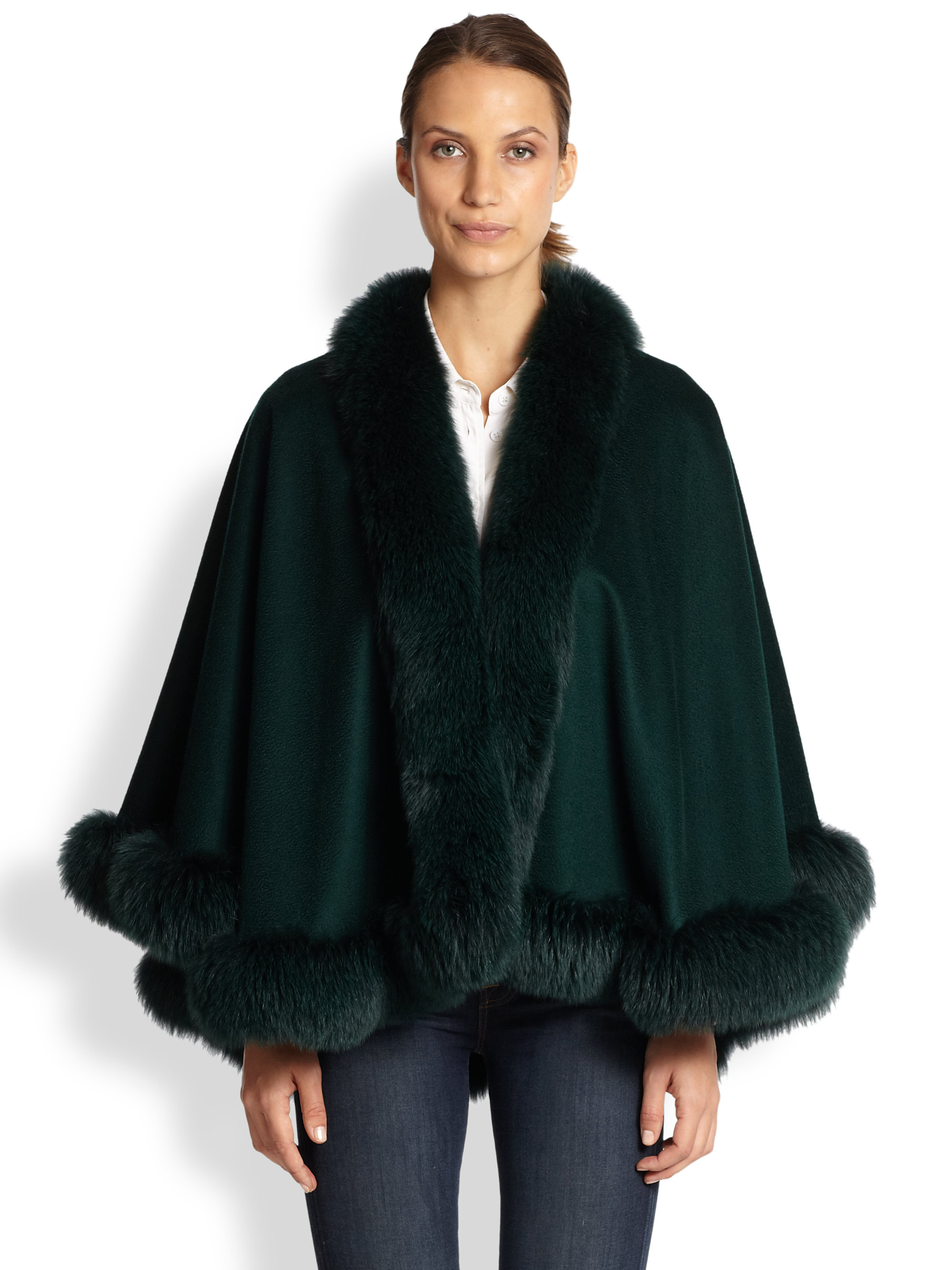 green fur cape