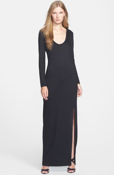 Trina Turk Alani Long Sleeve Jersey Maxi Dress in Black | Lyst