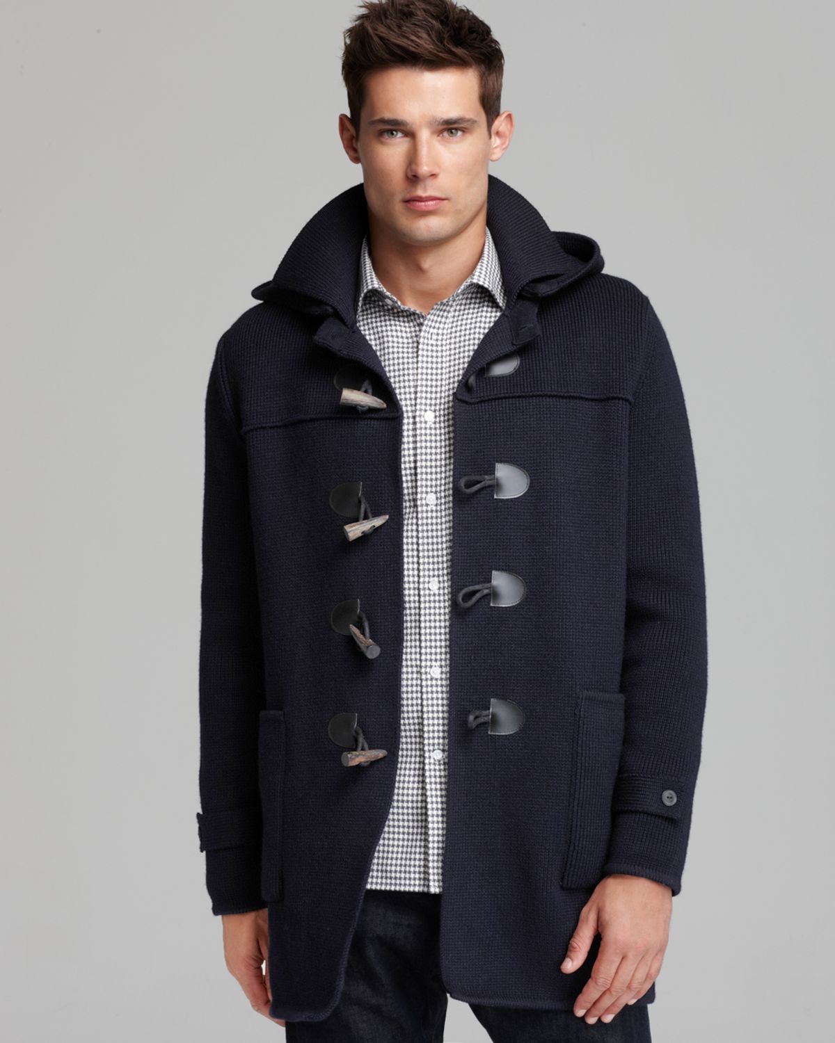 men's hooded toggle coat