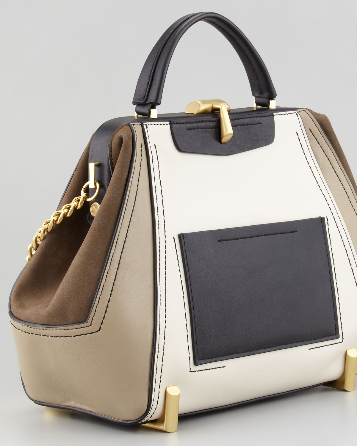 Lyst Zac Posen Daphne Colorblock Doctor Bag Cashmere In Black Gallery