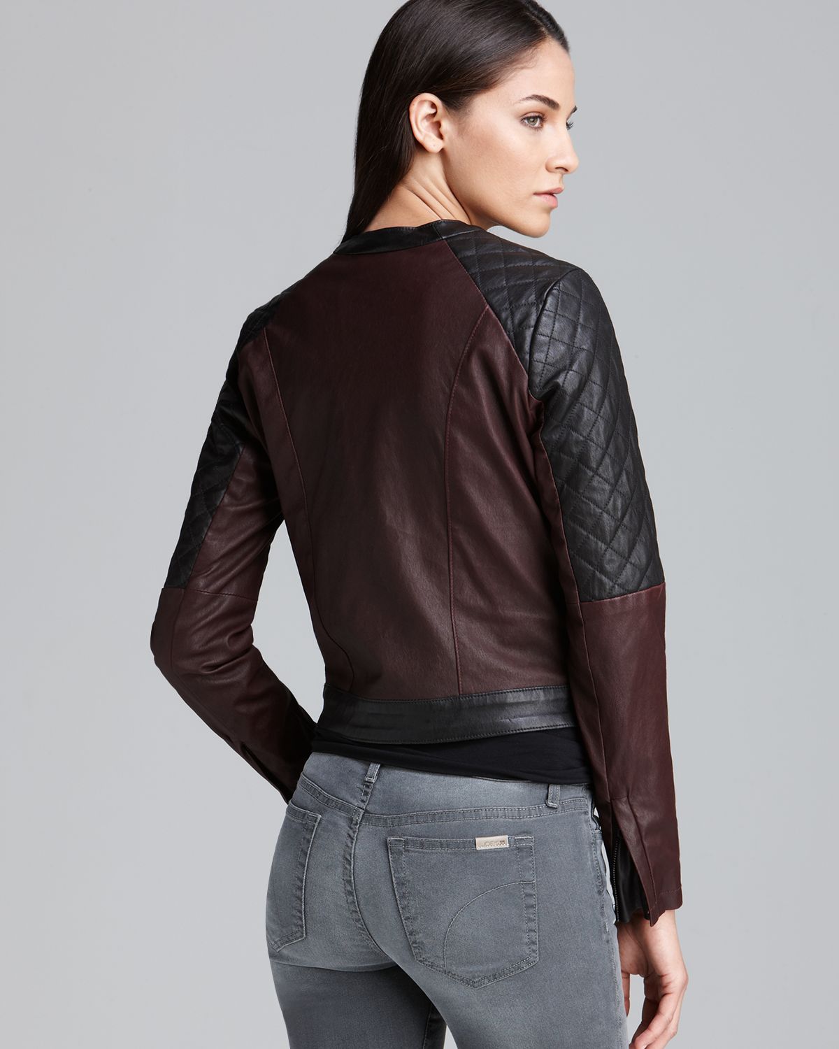 Joe S Jeans Jacket Seamstress Moto Leather In Black Lyst Gallery