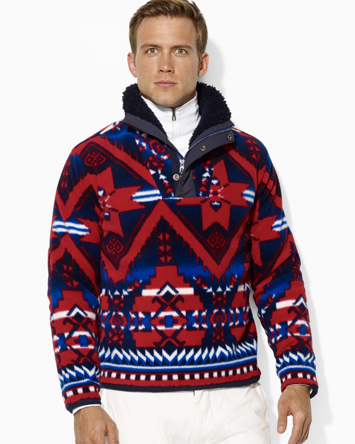 ralph lauren fleece mockneck pullover
