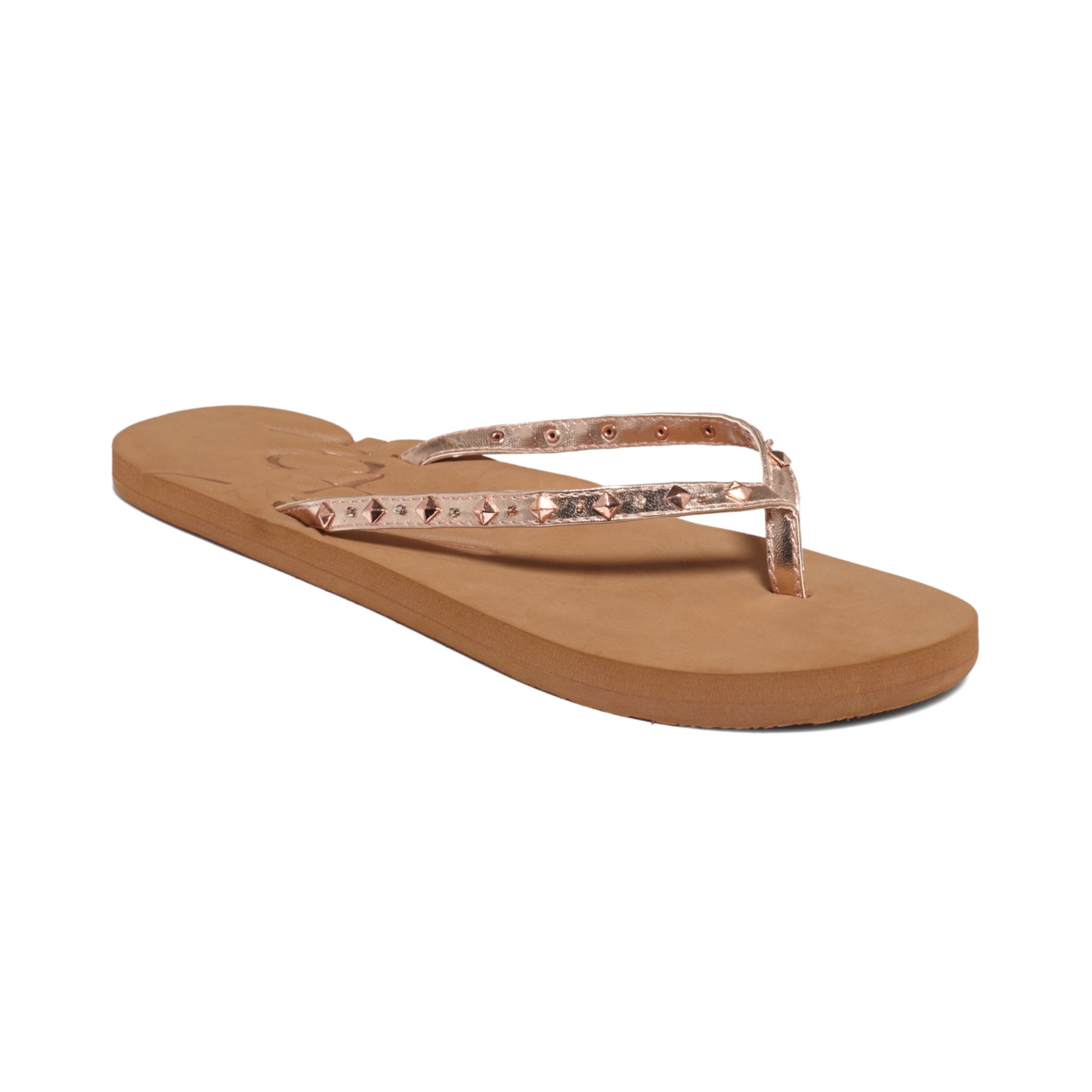 roxy rose gold flip flops