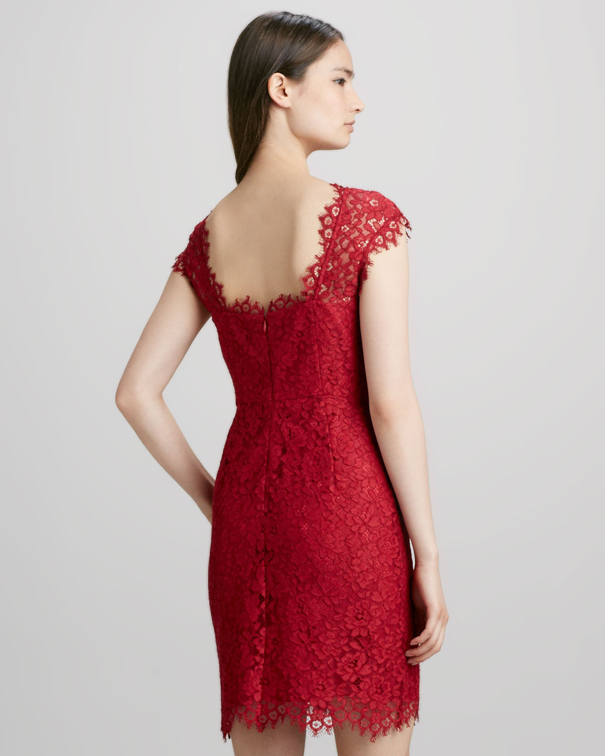 shoshanna red lace dress
